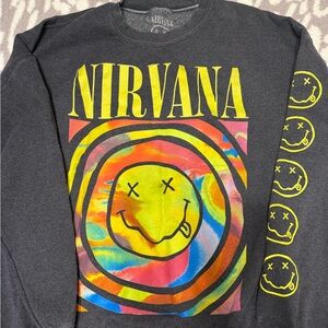 Nirvana Smiley Face Graphic Crewneck Sweatshirt